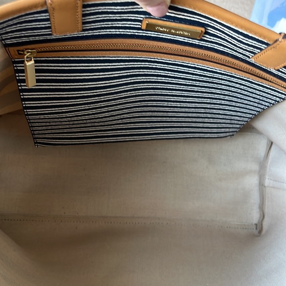 Tory Burch Kerrington Navy and White Striped Tote